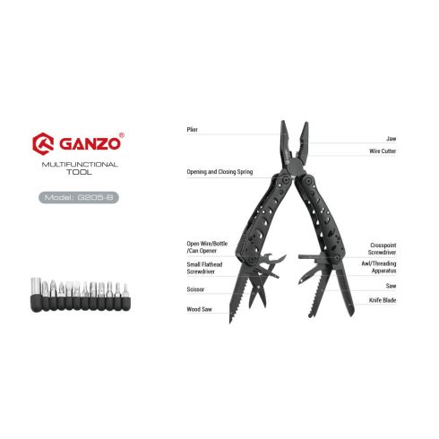 Ganzo G205-B multifunkciós fogó - fekete
