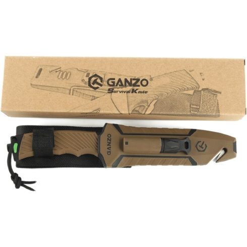Ganzo G8012V2 - Túlélő kés  (Barna)