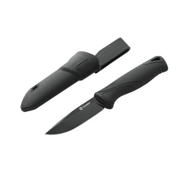   Ganzo G807BW - fix markolatú kés övre akasztható tartóval - Fekete 