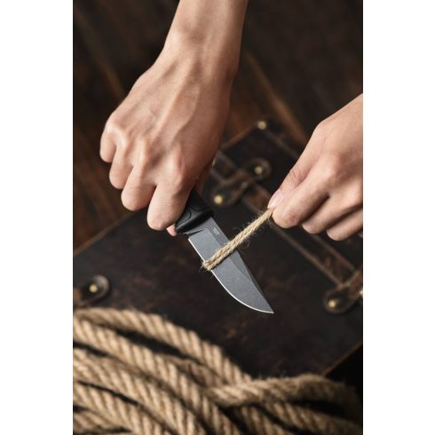 Ganzo G807BW - fix markolatú kés övre akasztható tartóval - Fekete 