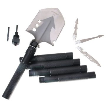   Shovel by Adimanti HK001 Multifunkciós lapát 8 in 1 - lapát / jégcsákány / csavarhúzó / égő / lándzsa hegyező / üvegtörő/ iránytű / táska